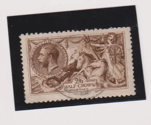 SG414 KGV 2S 6D CHOCOLATE-BROWN SEAHORSE CIRCA 1918