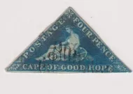 SG6 CAPE OF GOOD HOPE TRIANGLE 4d BLUE IMPERF