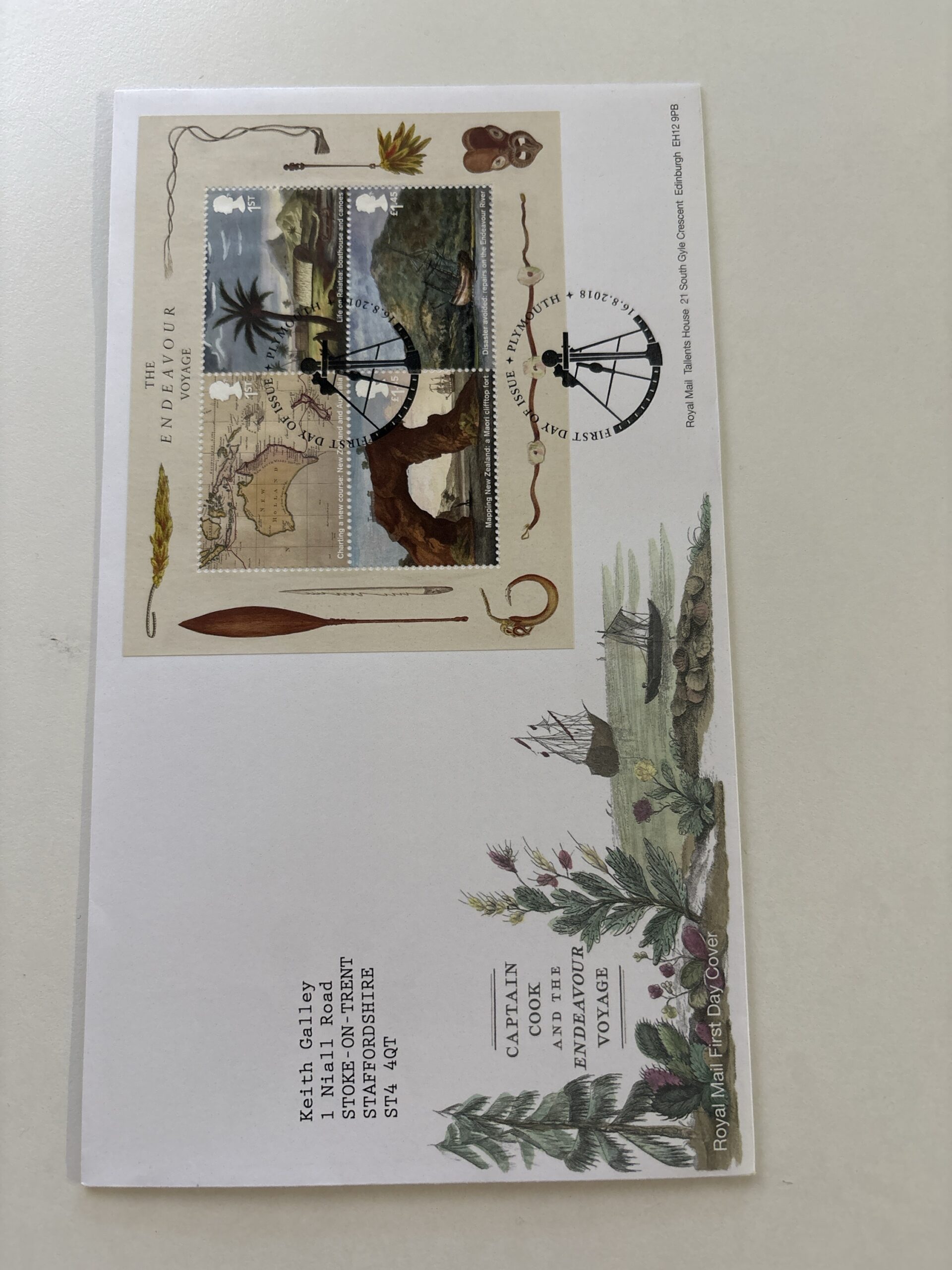 aded2d3d-d121-462b-af20-125e0527385e-24274-0000060eecf1a74c_file 2018 Captain Cook Mini Sheet First Day Cover - Image 1