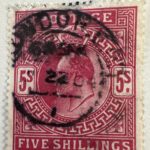 SG 263 King Edward VII 5s Bright Carmine Cat £225